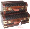 wooden & leather suitcase (wooden craft)(wooden box)