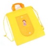 yellow drawstring bag with handle for  packing
