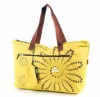 yellow nylon tote bag