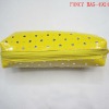 yellow pvc cosmetic bag with mesh