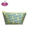 yellow satin cosmetic bags with print