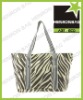 zebra printed canvas beach bag