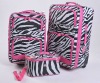 zebra-stripe printed trolley beauty case