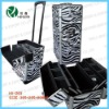 zebra-stripe trolley aluminum case,aluminum makeup trolley case