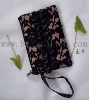 zipper clutch bag with black lace